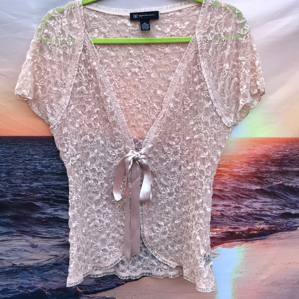 I•N•C light pink lace top size P/L